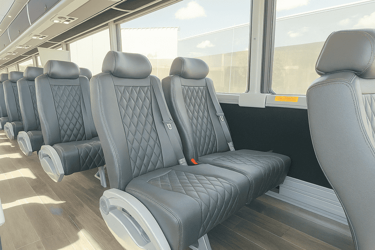 interior of Bus Rental Company Berkeley charter bus